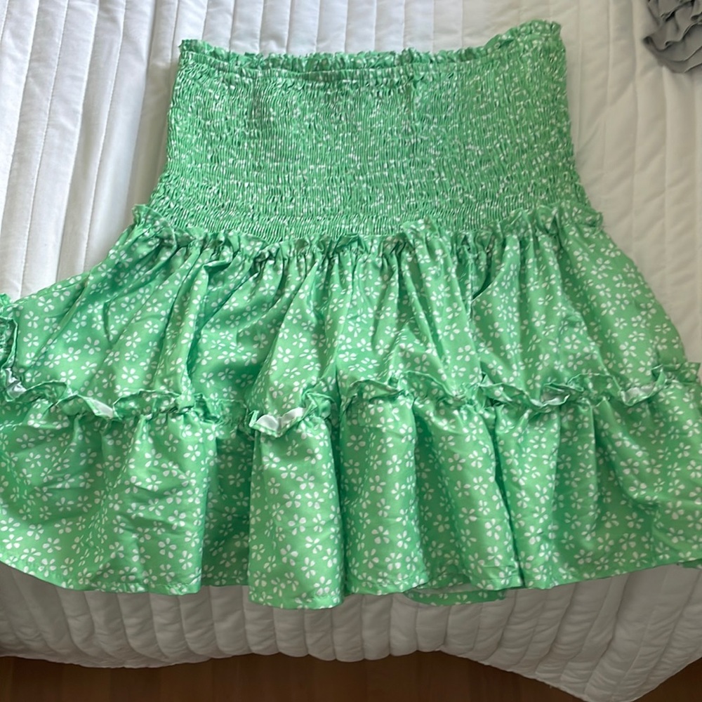Y2K green skirt high rise